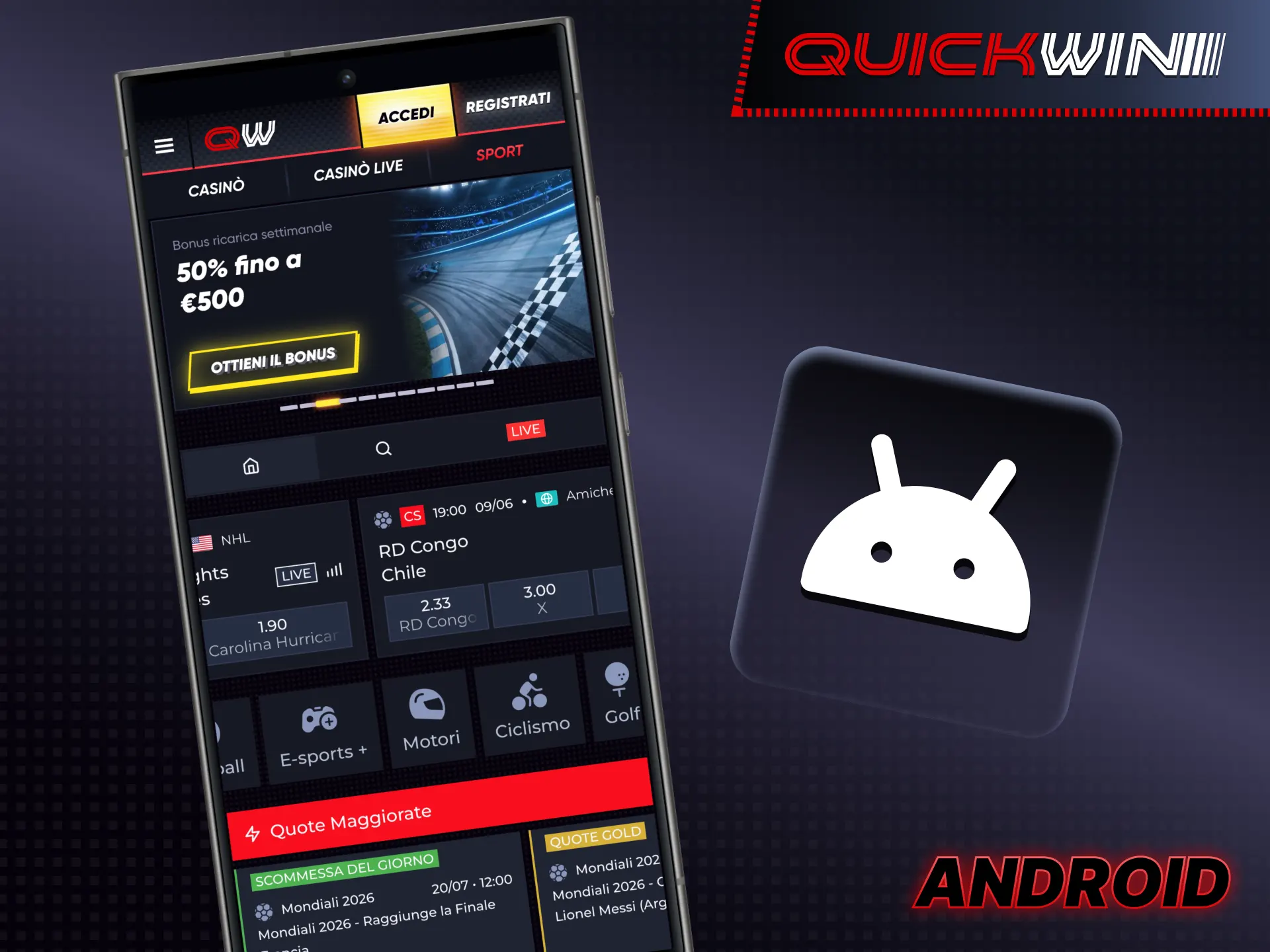 Consulta la guida per installare l'app Quickwin sul tuo dispositivo Android.