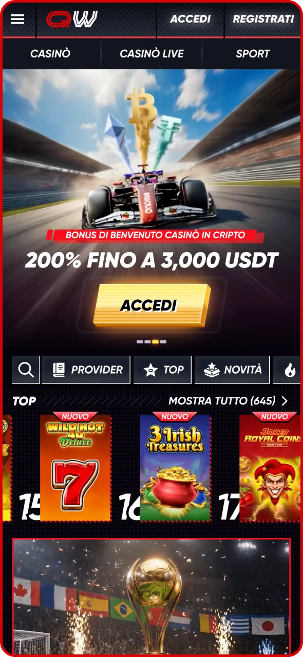 Vai alla pagina principale dell'app Quickwin su Android.