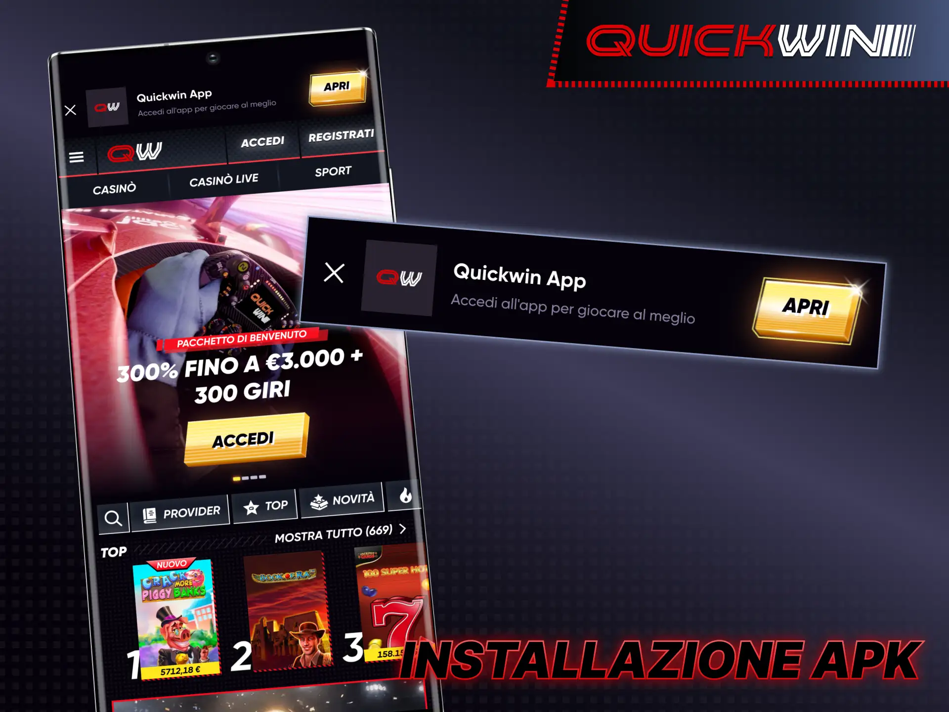 Segui la guida per installare Quickwin APK sul tuo dispositivo mobile.