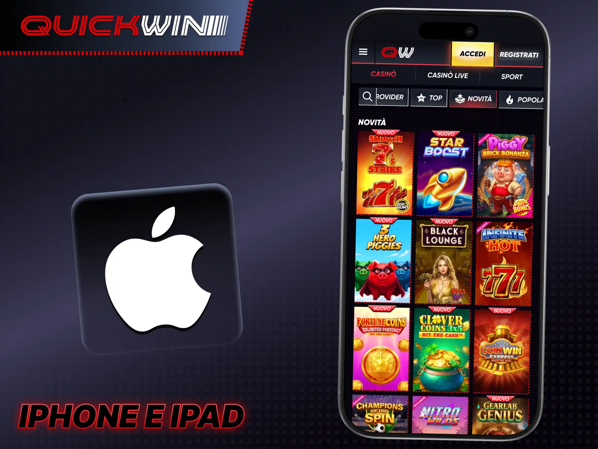 Avvia l'installazione dell'app Quickwin sul tuo dispositivo iOS.
