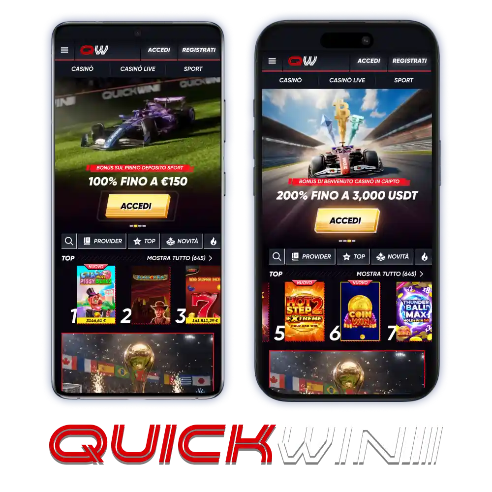 Scarica l'app ufficiale di Quickwin per dispositivi Android e iOS.