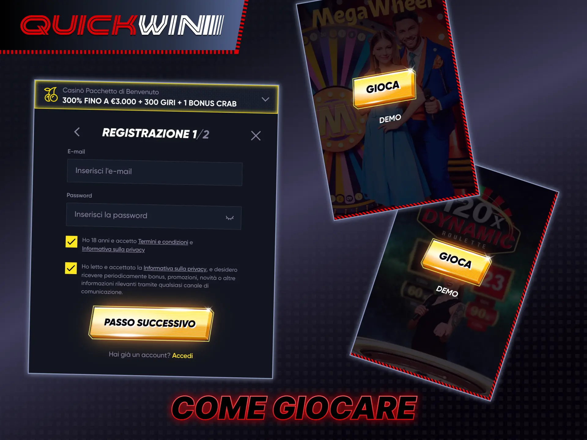 Segui la guida per iniziare a vincere al casinò live Quickwin.