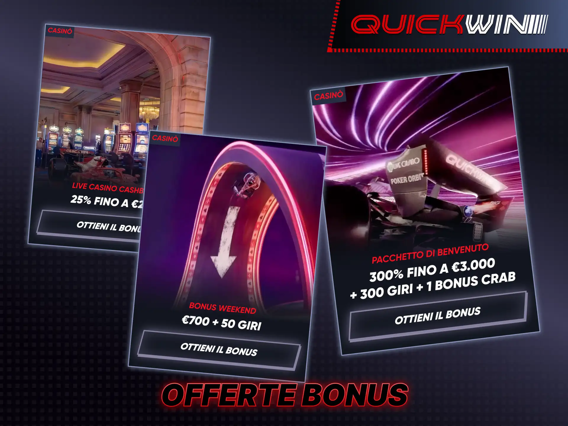 Aumenta le tue vincite al casinò live con i generosi bonus di Quickwin.