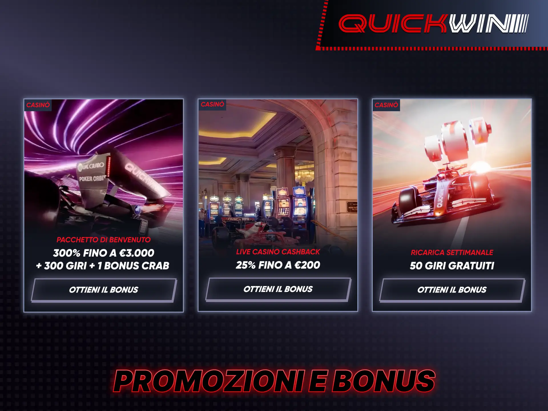 Approfitta dei generosi bonus e delle promozioni di Quickwin.