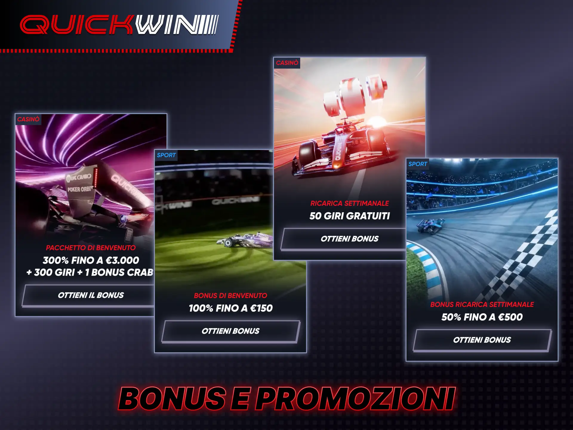Effettua il tuo primo deposito per attivare i bonus di benvenuto di Quickwin.