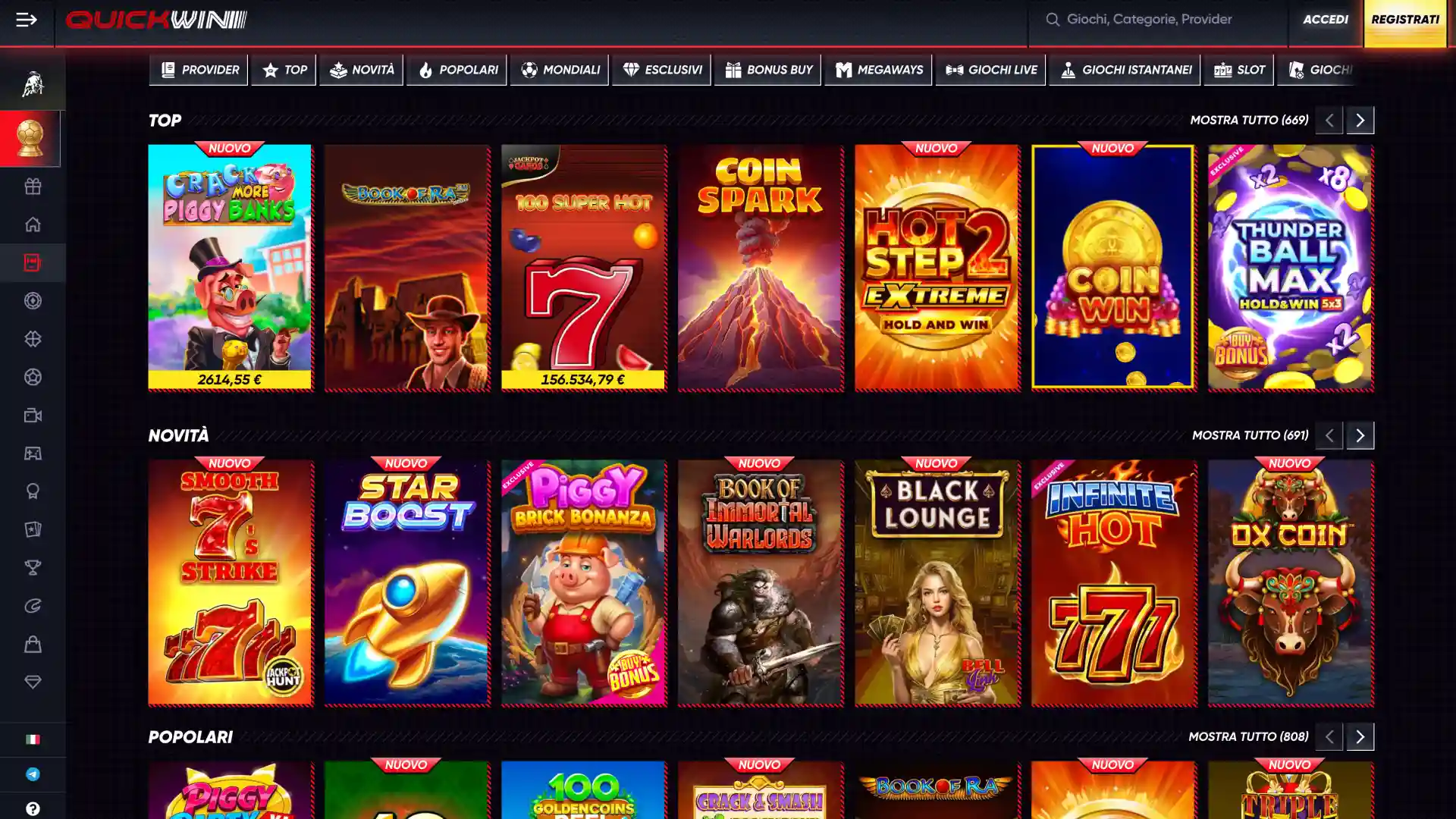 Scegli un gioco e inizia a giocare al casinò Quickwin.