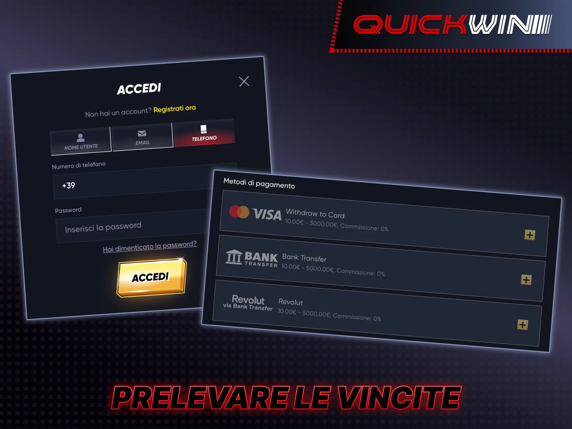 Consulta la guida per prelevare le tue vincite Quickwin.