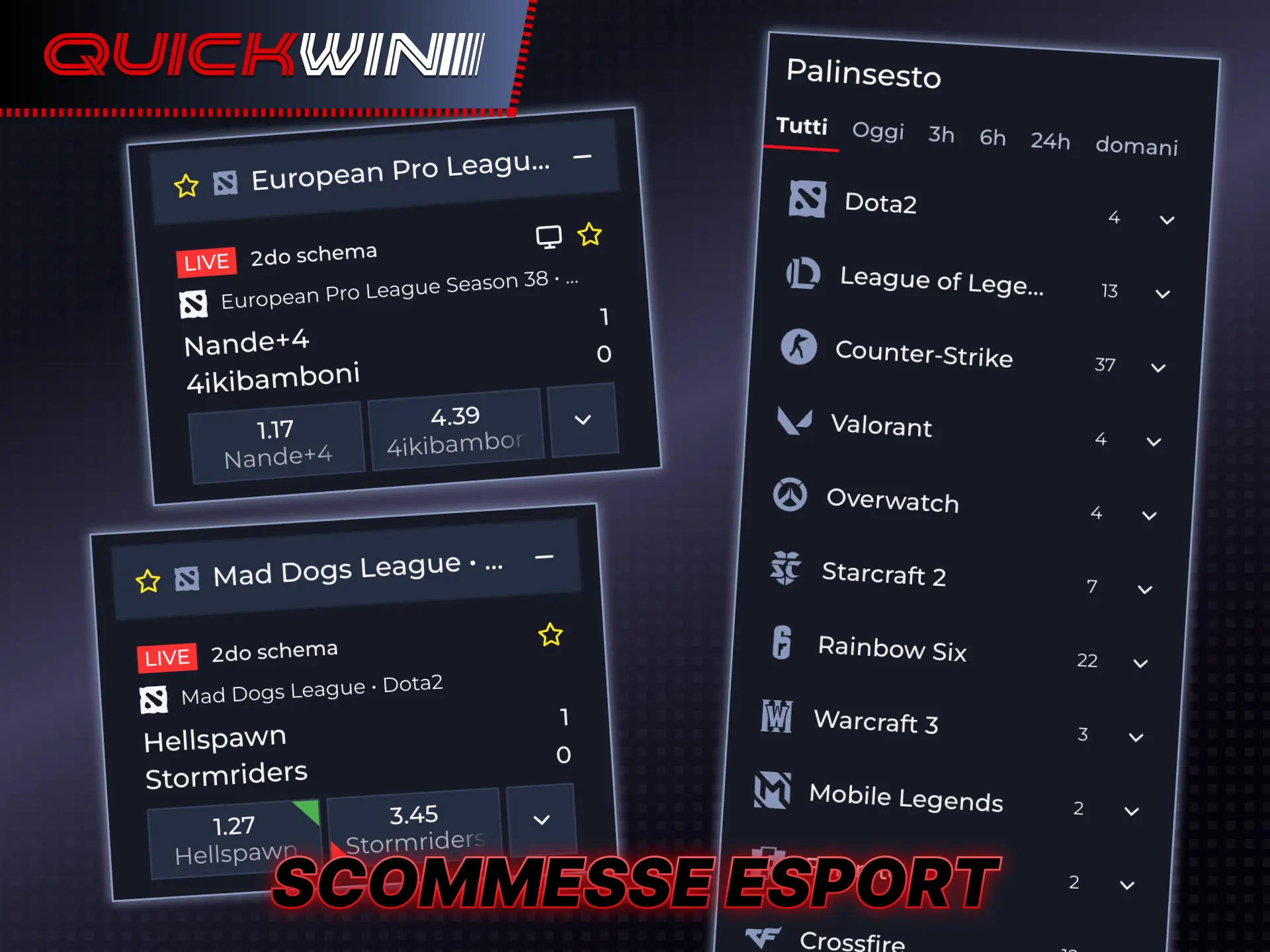 Inizia a scommettere sugli eSport con la piattaforma online Quickwin.