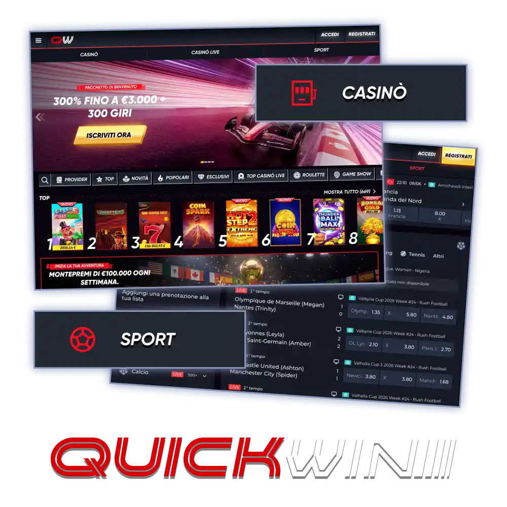 Inizia a giocare al casinò online con la piattaforma ufficiale di Quickwin.