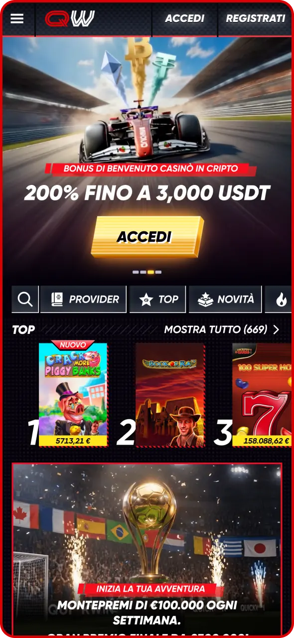 Apri l'app Quickwin sul tuo dispositivo mobile.