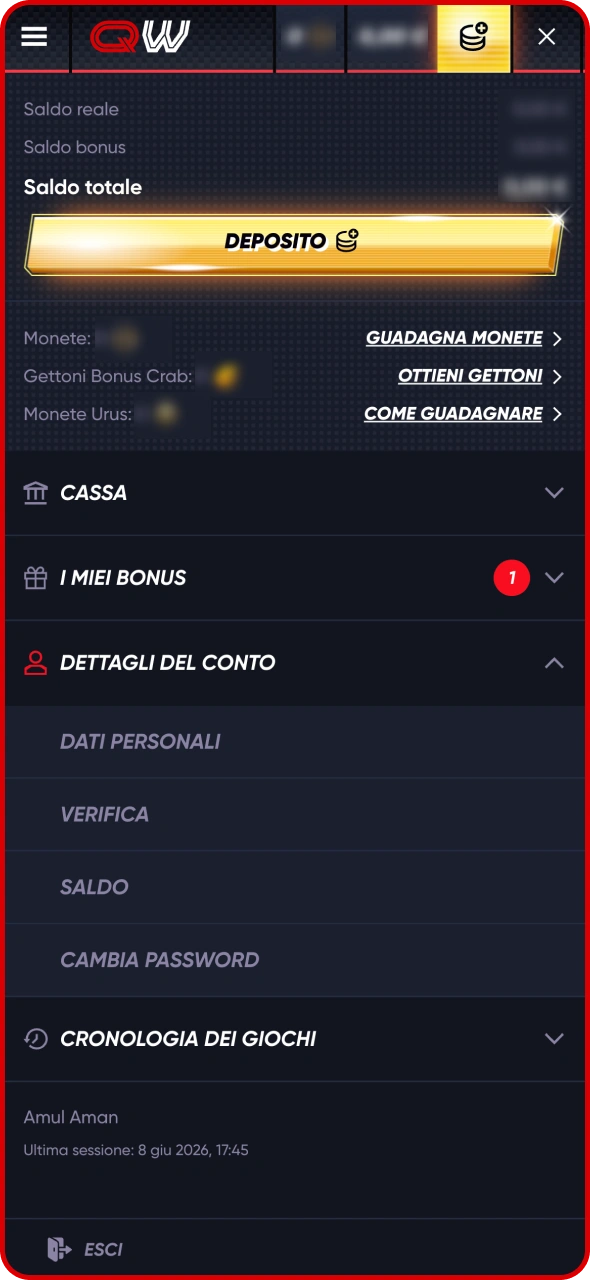 Accedi alle impostazioni del tuo profilo personale su Quickwin.