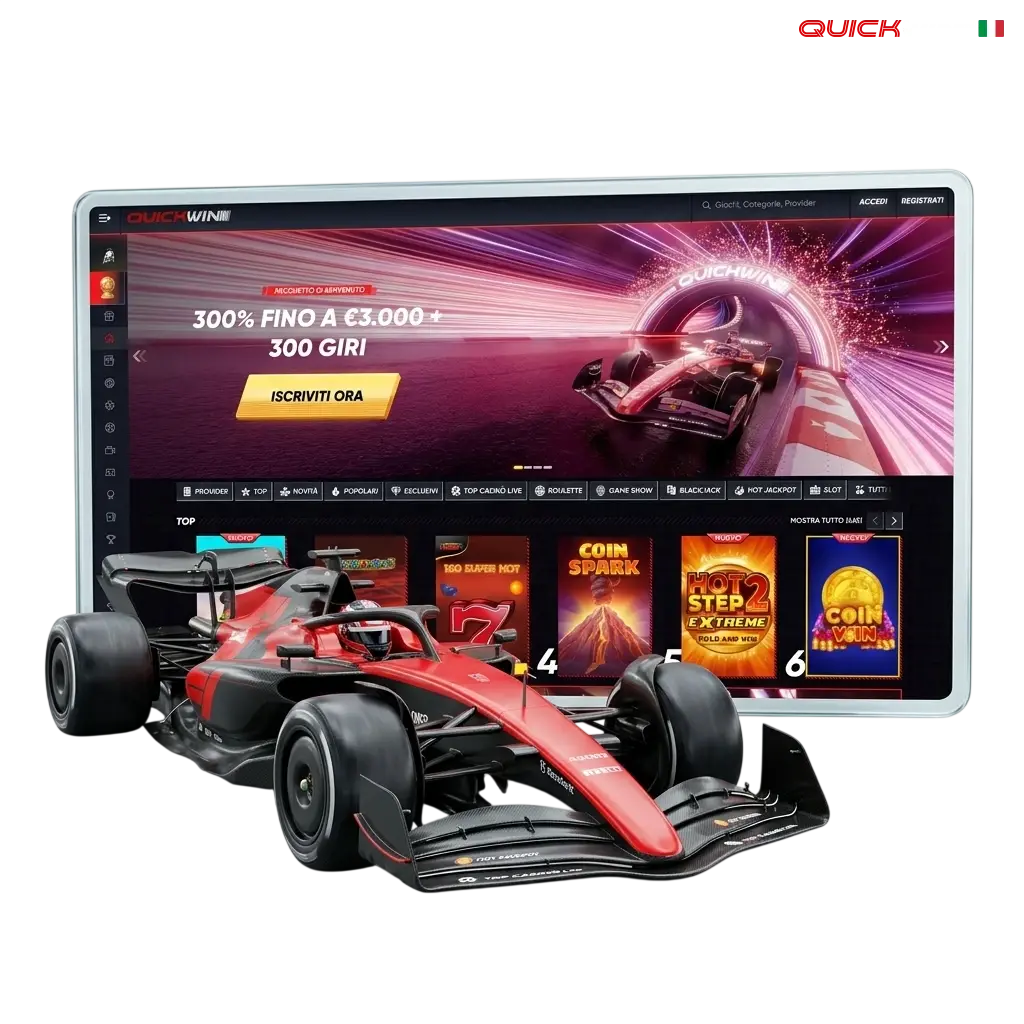 Scommesse Formula 1 su Quickwin Italia: quote competitive, mercati F1 e bonus benvenuto 100% fino a 500 EUR.