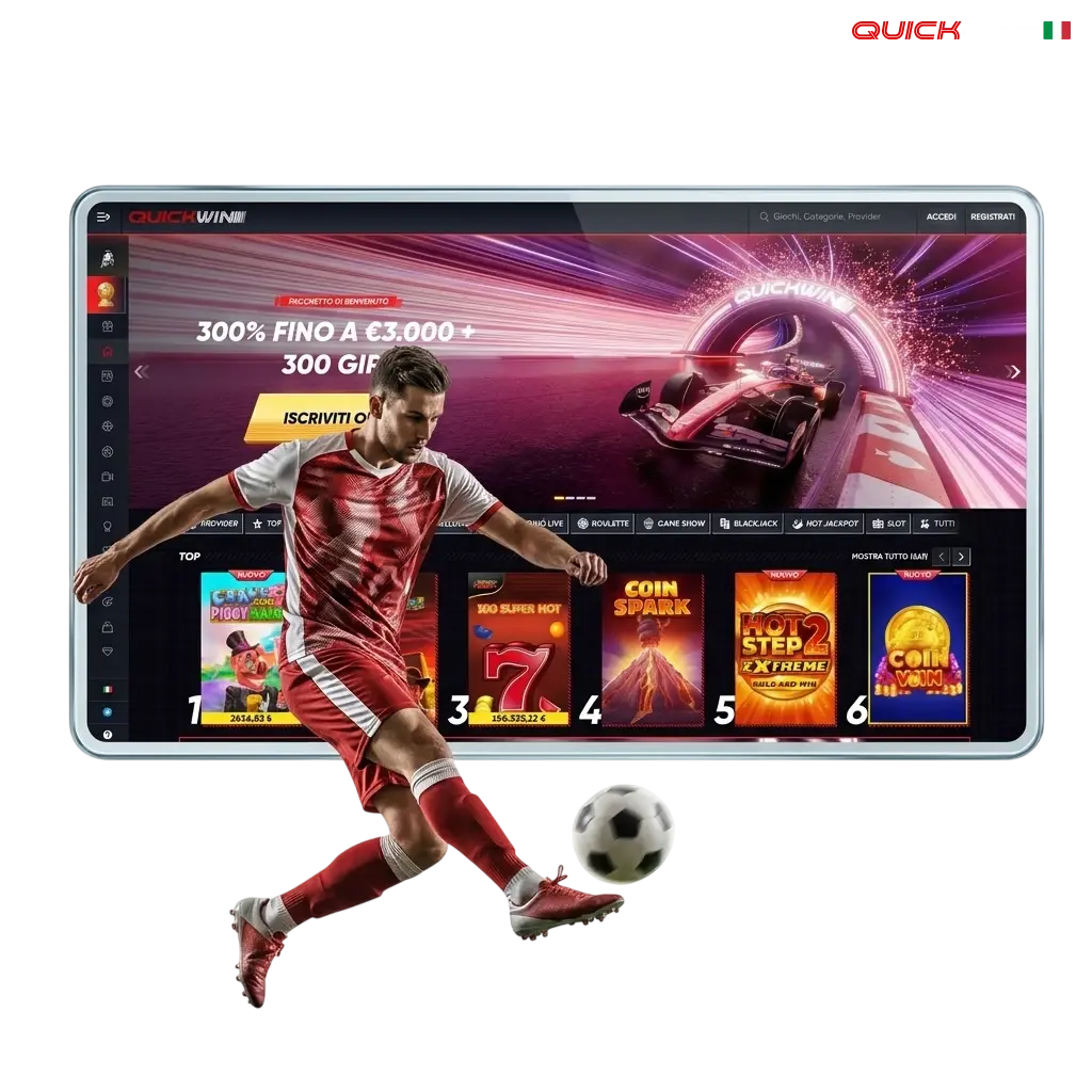 Scommesse calcio su Quickwin Italia: quote competitive su Serie A, Champions League e campionati internazionali