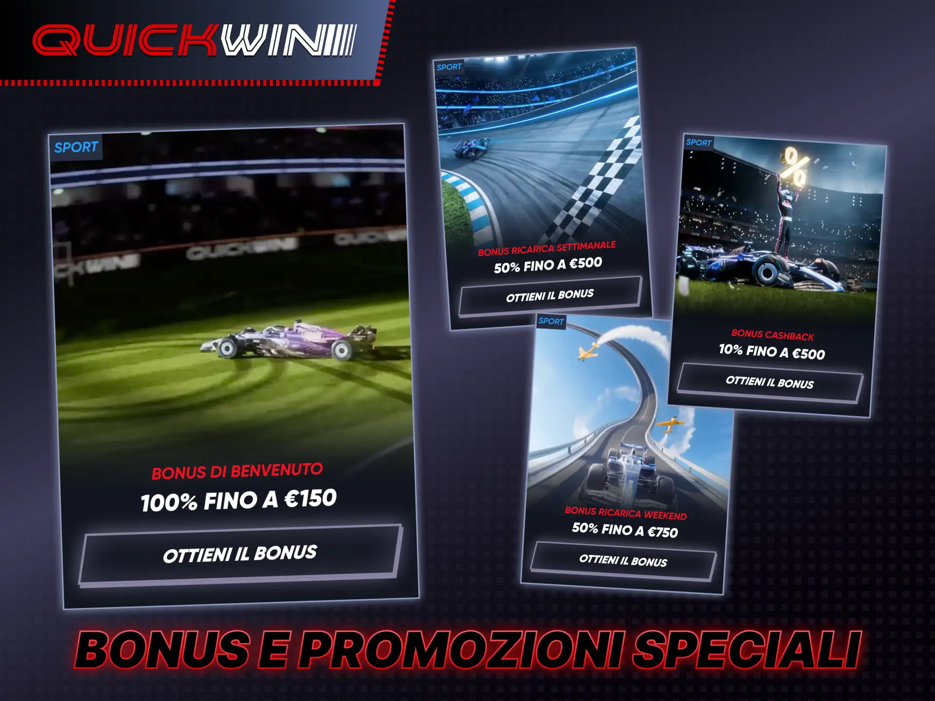 Migliora le tue scommesse con i generosi bonus sportivi di Quickwin.